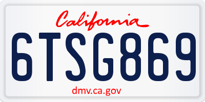 CA license plate 6TSG869
