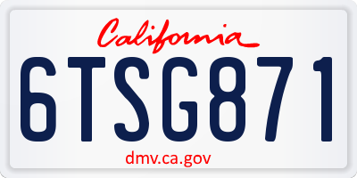 CA license plate 6TSG871