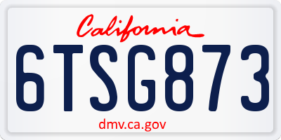 CA license plate 6TSG873
