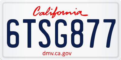 CA license plate 6TSG877