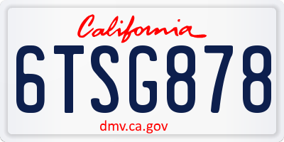 CA license plate 6TSG878