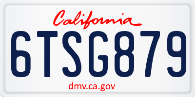 CA license plate 6TSG879