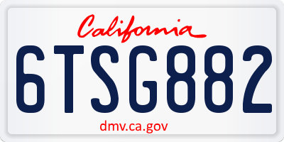CA license plate 6TSG882