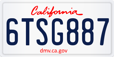 CA license plate 6TSG887