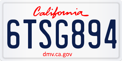 CA license plate 6TSG894