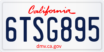 CA license plate 6TSG895