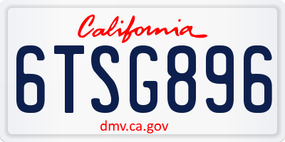 CA license plate 6TSG896