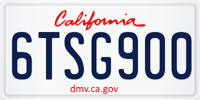 CA license plate 6TSG900