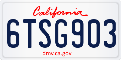 CA license plate 6TSG903
