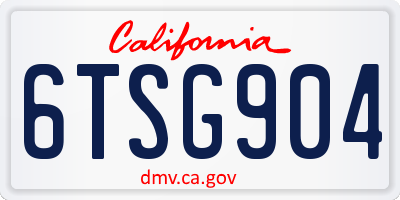 CA license plate 6TSG904