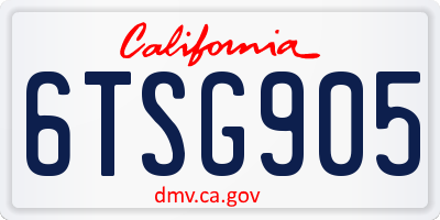CA license plate 6TSG905