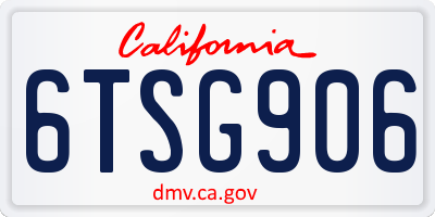 CA license plate 6TSG906