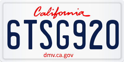 CA license plate 6TSG920