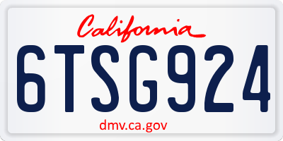 CA license plate 6TSG924