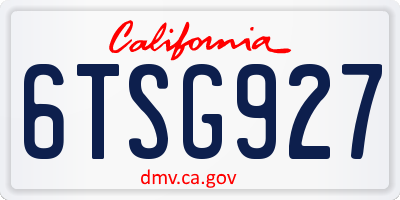 CA license plate 6TSG927