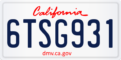 CA license plate 6TSG931