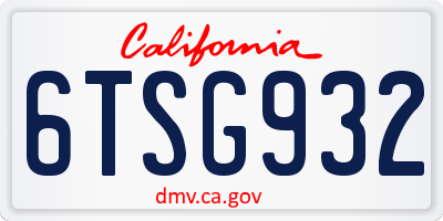 CA license plate 6TSG932