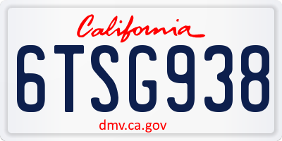 CA license plate 6TSG938
