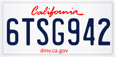 CA license plate 6TSG942