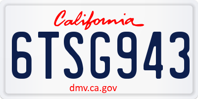 CA license plate 6TSG943