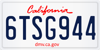 CA license plate 6TSG944