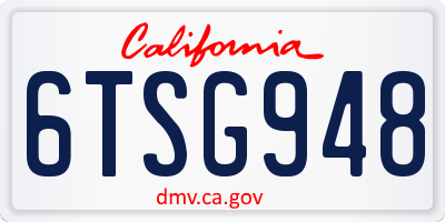 CA license plate 6TSG948