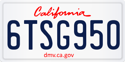 CA license plate 6TSG950
