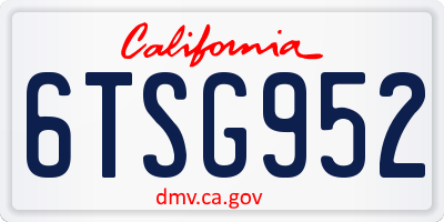 CA license plate 6TSG952