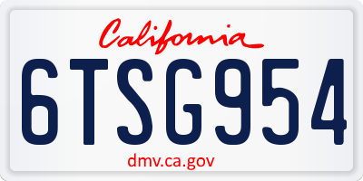 CA license plate 6TSG954