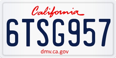 CA license plate 6TSG957