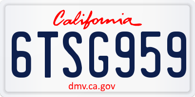 CA license plate 6TSG959