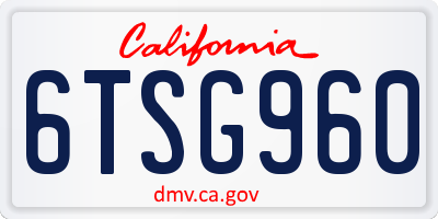 CA license plate 6TSG960