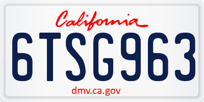 CA license plate 6TSG963