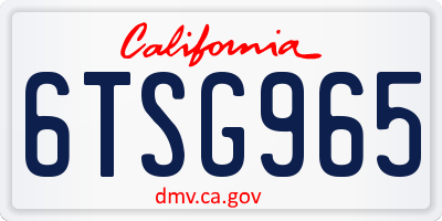 CA license plate 6TSG965