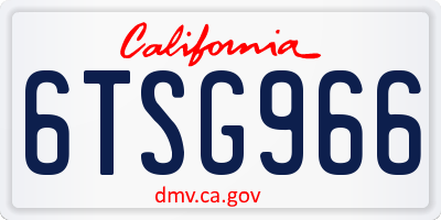 CA license plate 6TSG966