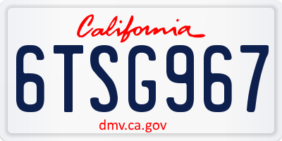 CA license plate 6TSG967