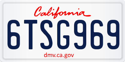 CA license plate 6TSG969