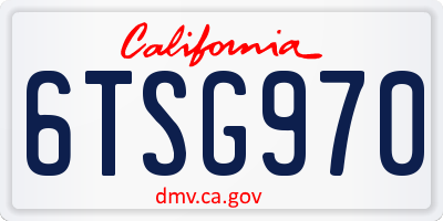 CA license plate 6TSG970