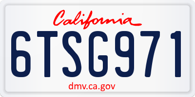 CA license plate 6TSG971