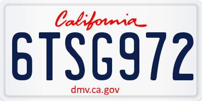 CA license plate 6TSG972