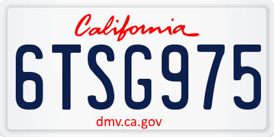 CA license plate 6TSG975