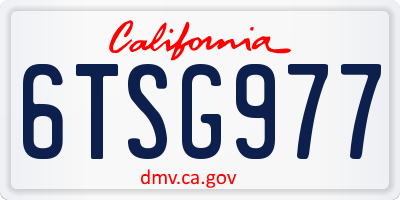 CA license plate 6TSG977