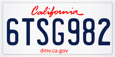 CA license plate 6TSG982