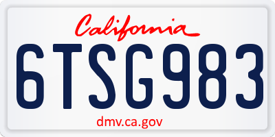 CA license plate 6TSG983