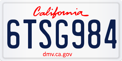 CA license plate 6TSG984