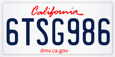 CA license plate 6TSG986