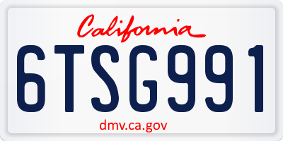 CA license plate 6TSG991