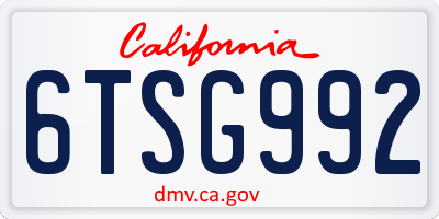 CA license plate 6TSG992