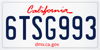 CA license plate 6TSG993
