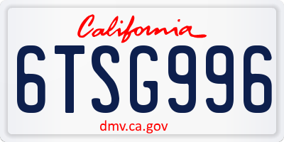 CA license plate 6TSG996